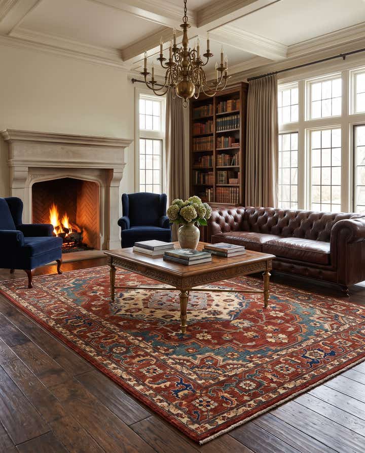 6' 11 x 9' 9 Hand Knotted Heriz Rug