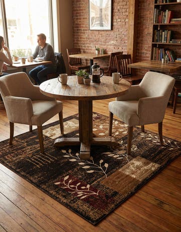 Brown Cafe Square Rug