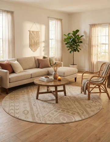 Ivory Contour Round Rug