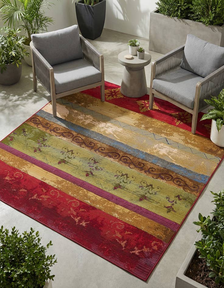 Detail image of 6' x 6' Washable Modern Indoor / Outdoor Square Rug