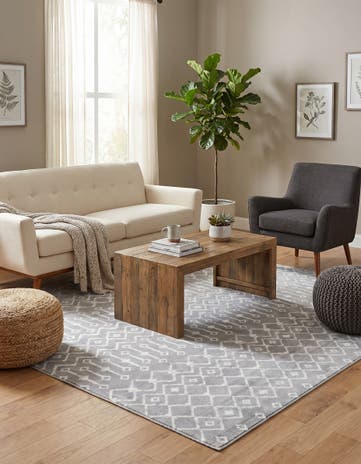 Light Gray Kasbah Trellis Square Rug