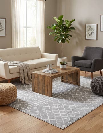 Light Gray Kasbah Trellis Square Rug