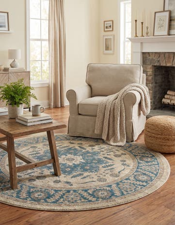 Cream Viola Round Rug