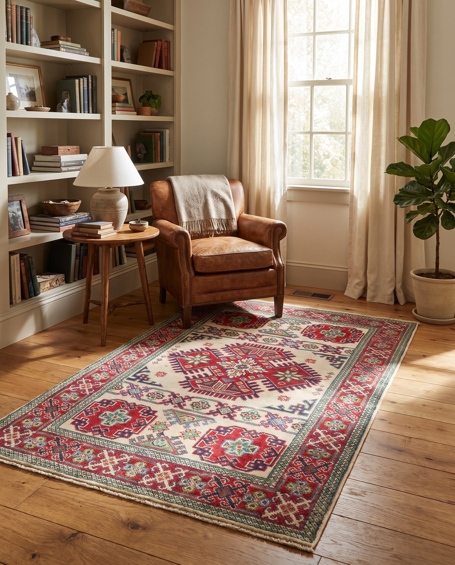 3' 5 x 4' 11 Hand Knotted Kazak Rug