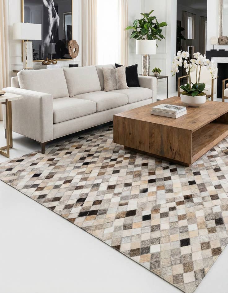 Detail image of 4' 8 x 6' 8 Cowhide Stocks Rug