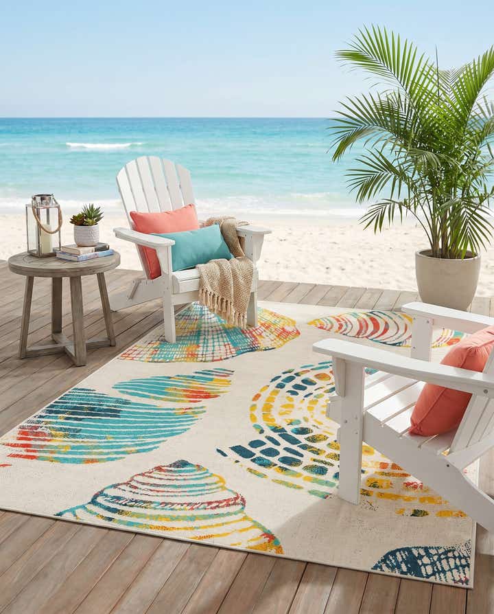 5' 3 x 8' Easy-Clean Coastal Indoor / Outdoor Rug