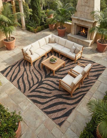 Natural Easy-Clean Safari Indoor / Outdoor Square Rug