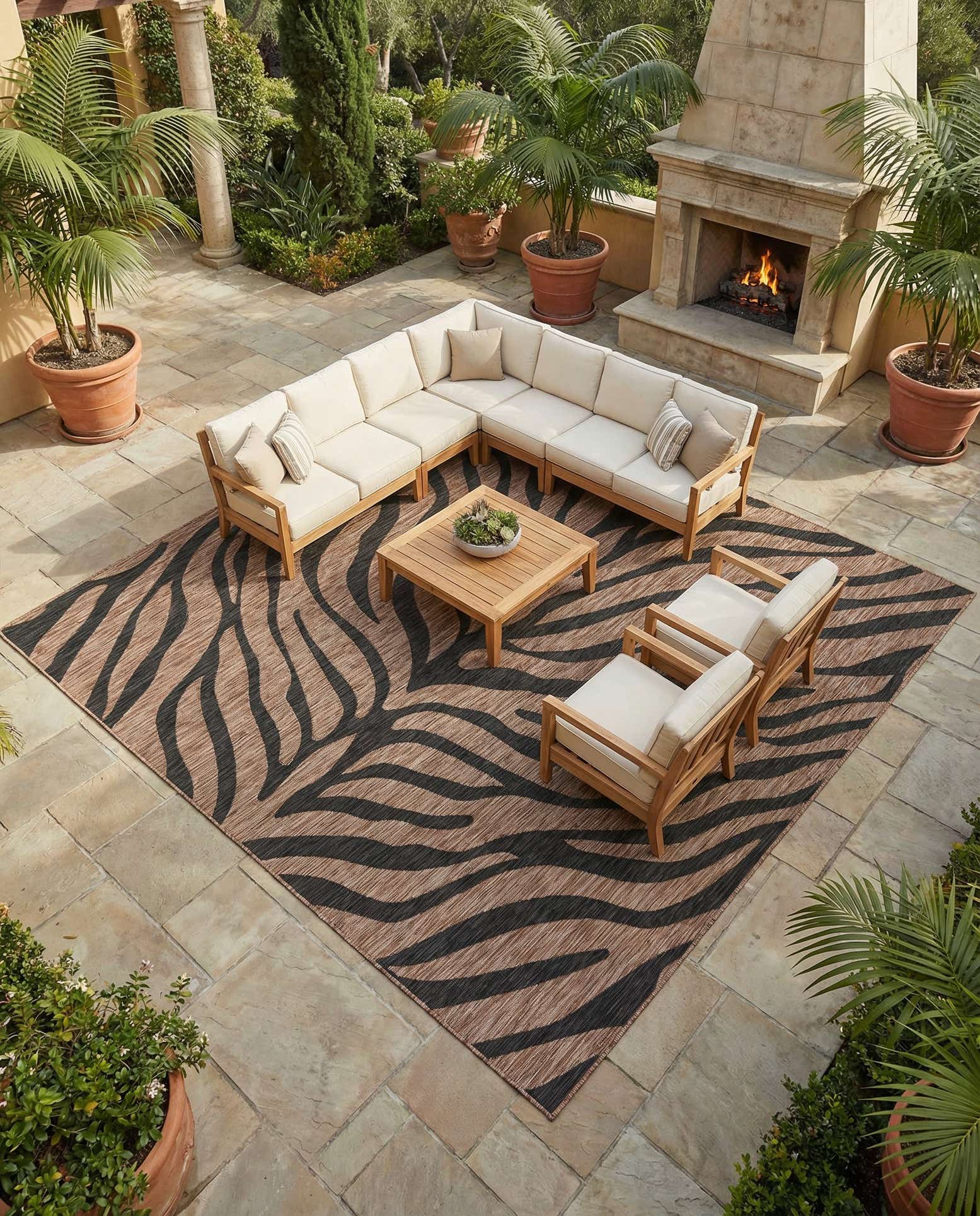 10' x 10' Easy-Clean Safari Indoor / Outdoor Square Rug