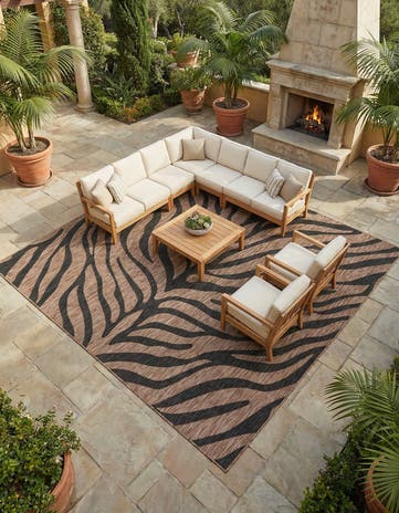 Natural Easy-Clean Safari Indoor / Outdoor Square Rug