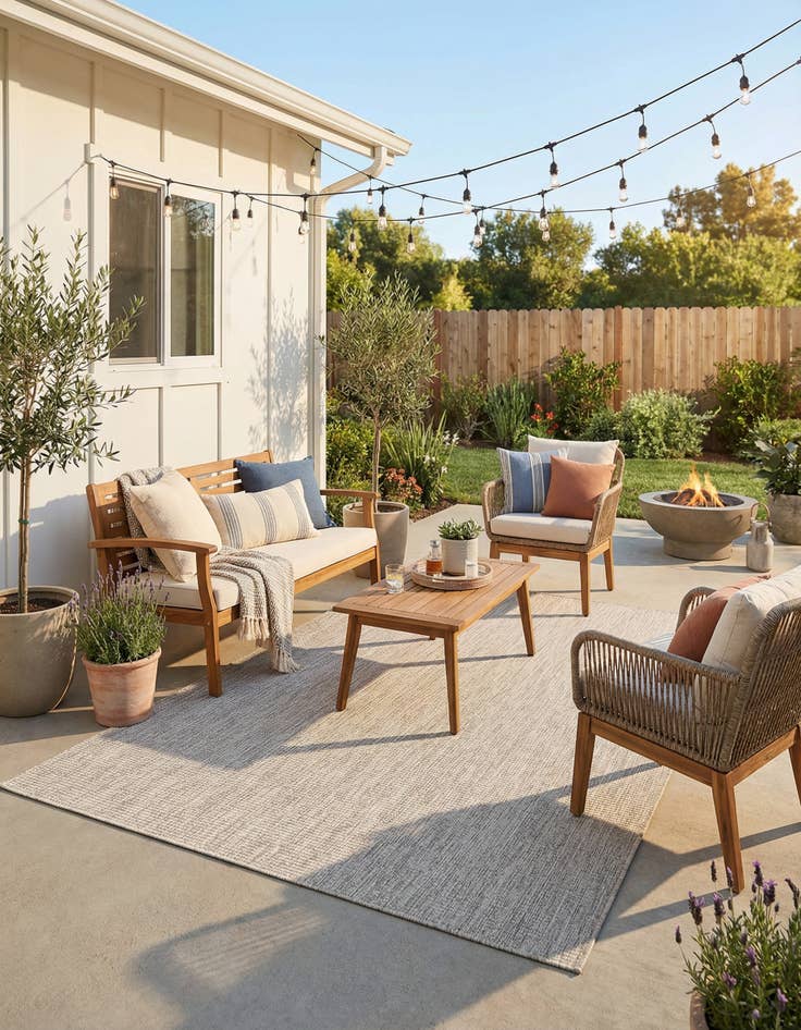 Detail image of 5' 3 x 8' Washable Solid Indoor / Outdoor Rug