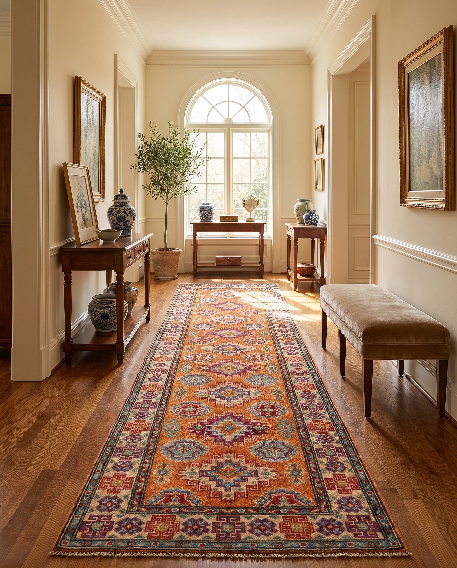 85cm x 305cm Hand Knotted Kazak Runner Rug