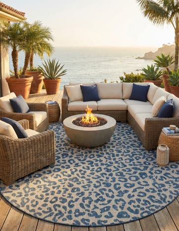 12' x 12' Easy-Clean Safari Indoor / Outdoor Round Rug
