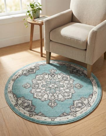 Aqua Parker Round Rug