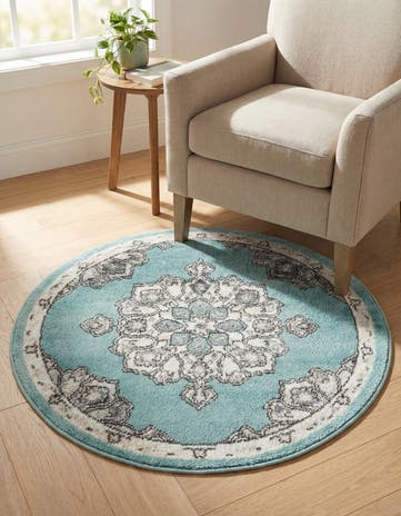 Aqua Parker Round Rug