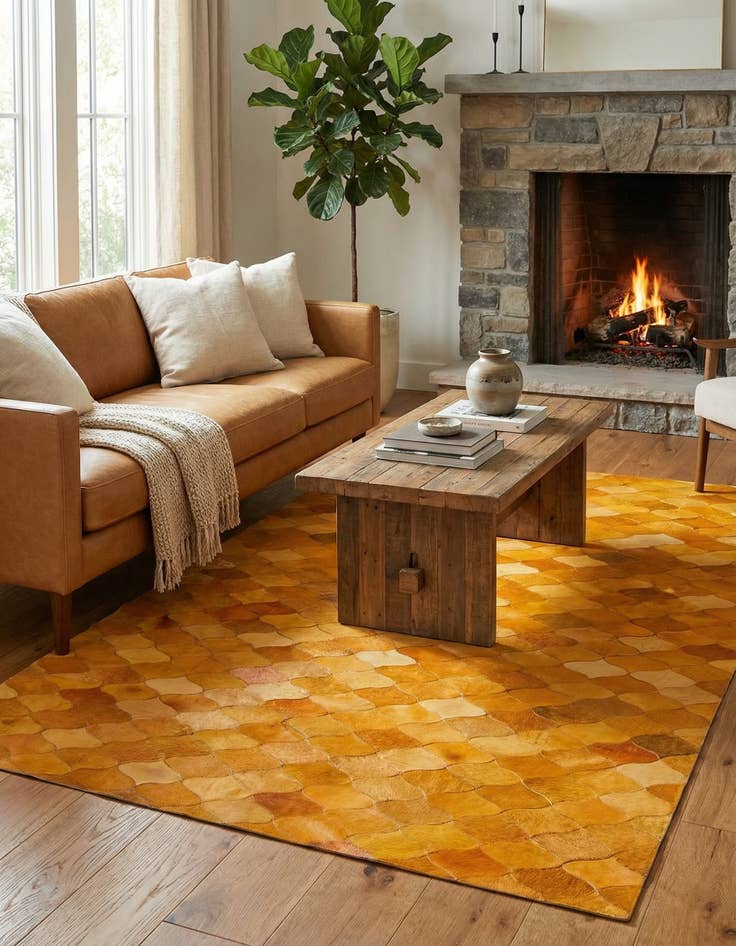 Detail image of 5' 1 x 8' Cowhide Stocks Rug