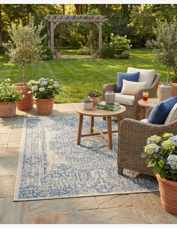 5' 3 x 7' Easy-Clean Traditional Indoor / Outdoor Rug