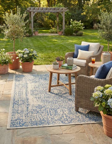 5' 3 x 7' Easy-Clean Traditional Indoor / Outdoor Rug