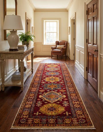 2' 11 x 8' 1 Hand Knotted Kazak Runner Rug