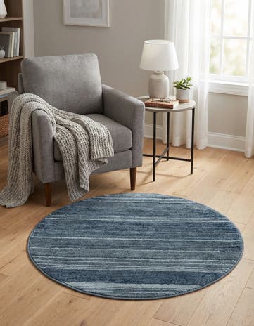 Blue Gemstone Round Rug