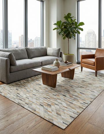 4' 10 x 7' 8 Cowhide Leather Rug