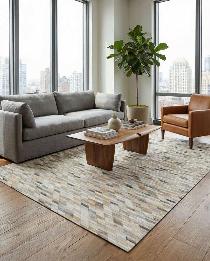 4' 10 x 7' 8 Cowhide Leather Rug