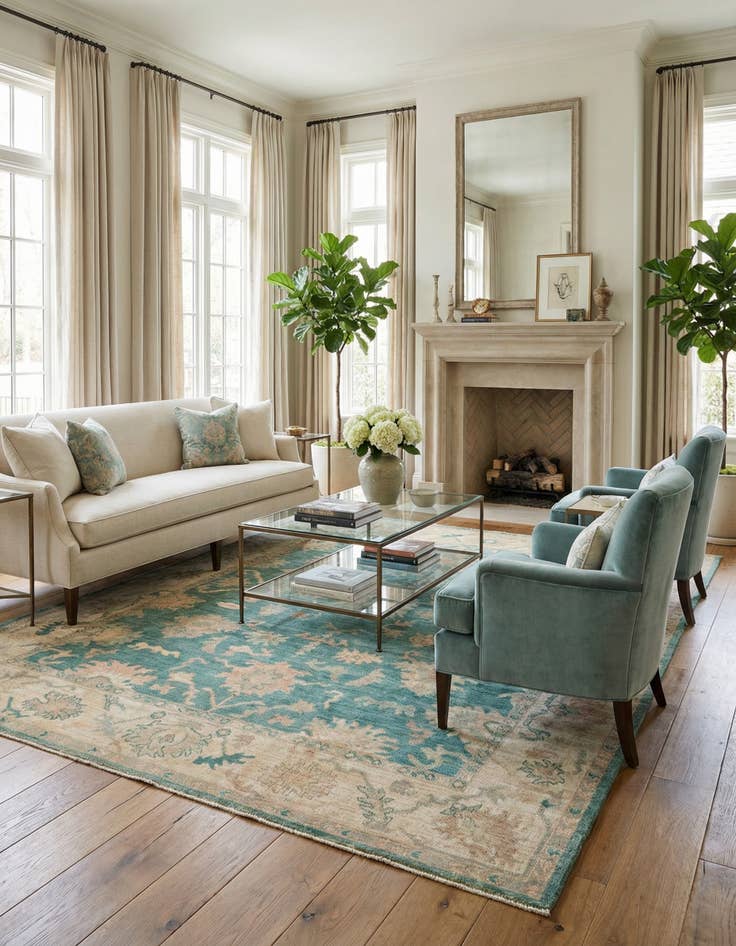 Detail image of 8' 2 x 9' 8 Hand Knotted Oushak Wool Rug