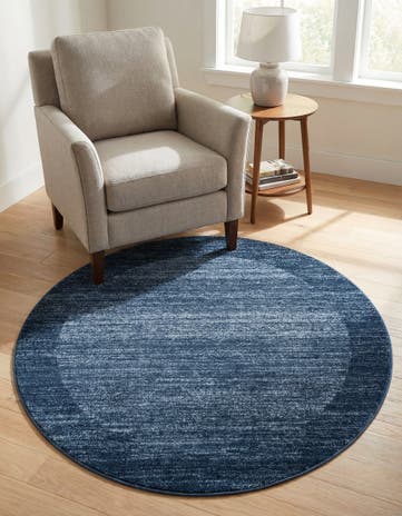 Navy Blue Angelica Round Rug