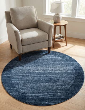 Navy Blue Angelica Round Rug