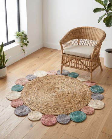  3' 1 x 3' 1  Hand Braided Jute Round Rug