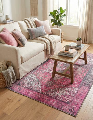 Pink Washable Timeless Rug