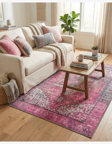 Pink Washable Timeless Rug