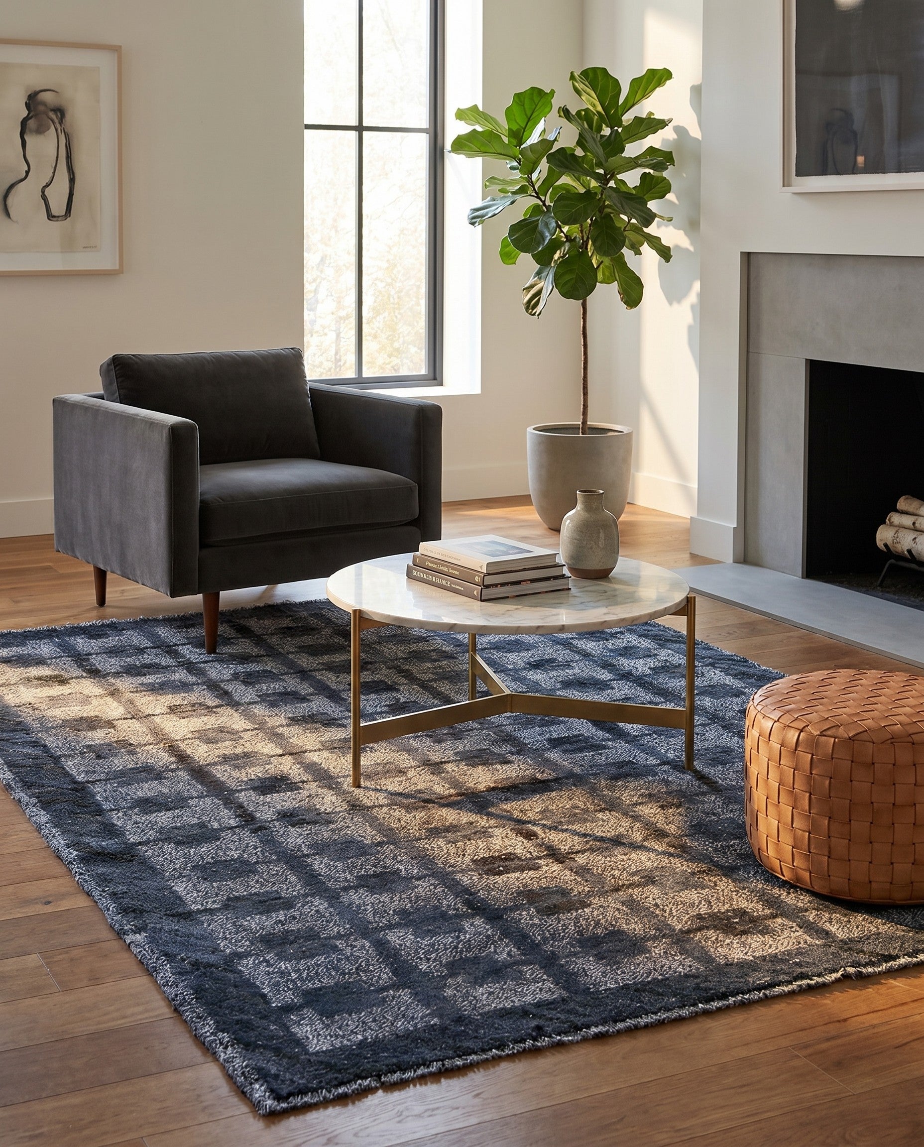 5' 1 x 6' 7 Hand Knotted Darya Wool Square Rug