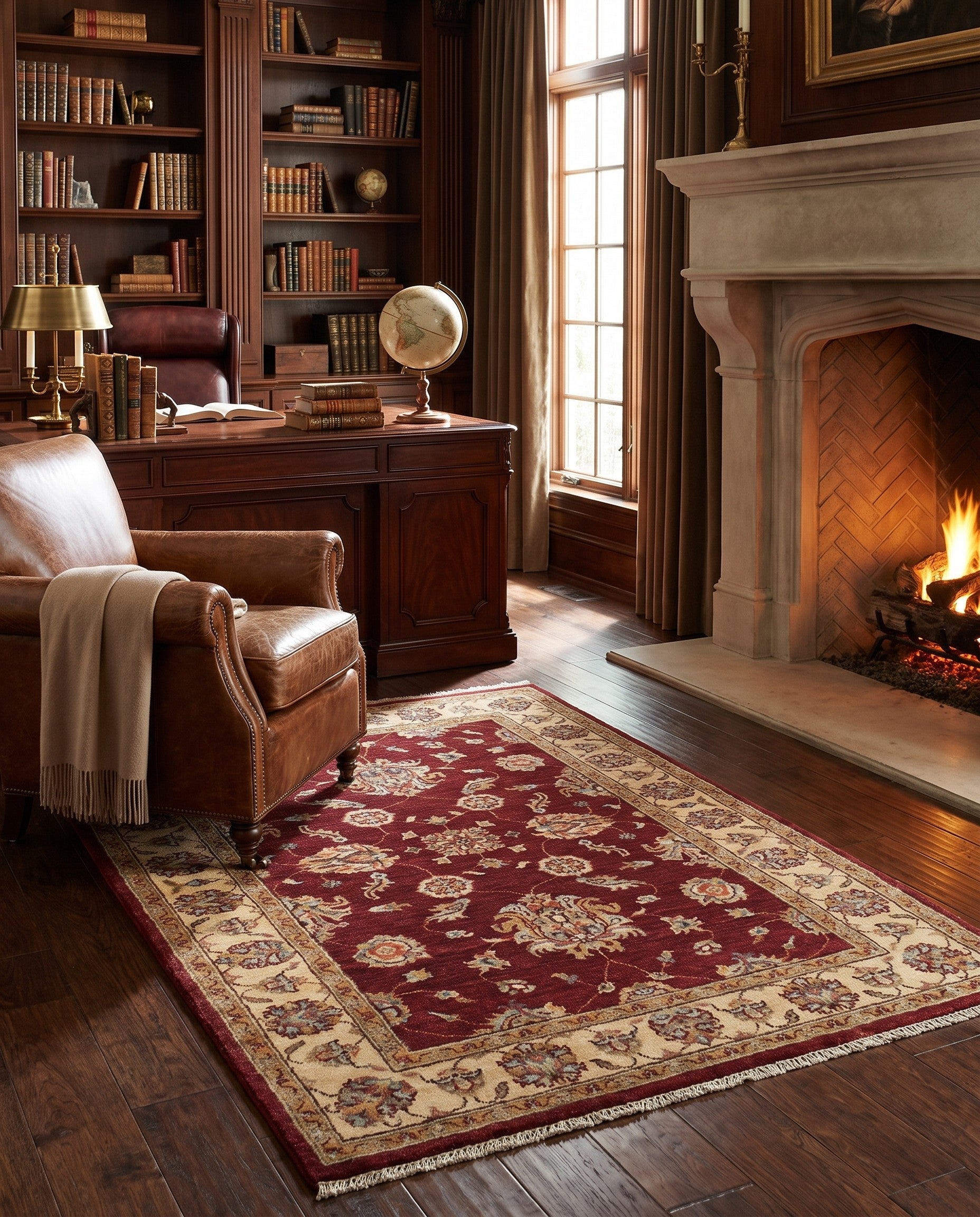 3' 4 x 4' 11 Hand Knotted Ziegler Rug