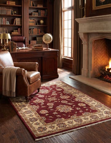 3' 4 x 4' 11 Hand Knotted Ziegler Rug