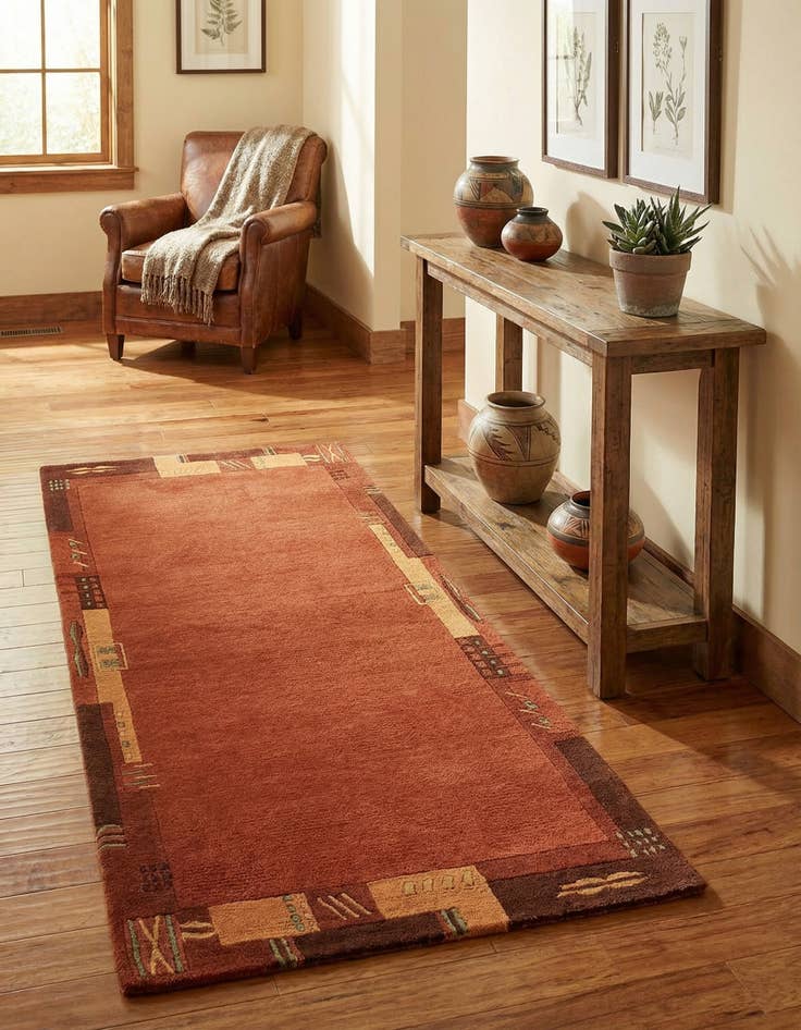 Detail image of 2' 4 x 4' 7 Hand Knotted Nepal Wool Runner Rug