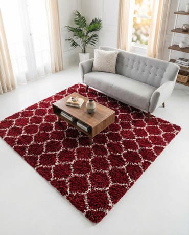  7' 10 x 7' 10 Lattice Shag Square Rug