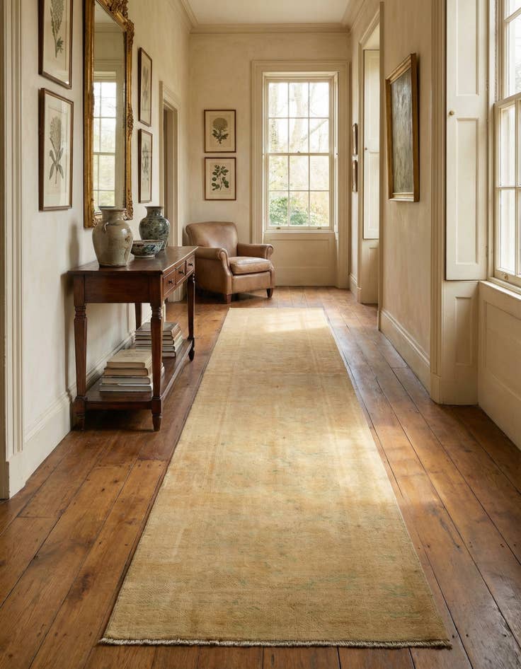 Detail image of 2' 7 x 9' 7 Hand Knotted Oushak Wool Runner Rug