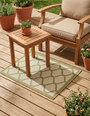 Beige Easy-Clean Lattice Indoor / Outdoor Rug
