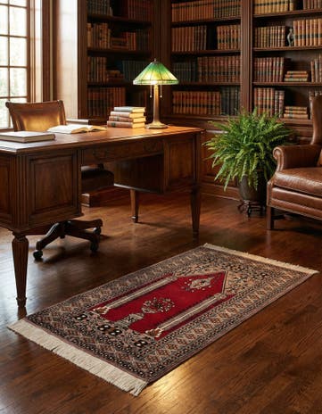 2' 7 x 4' 7 Hand Knotted Bokhara Oriental Wool Rug