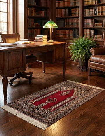 2' 7 x 4' 7 Hand Knotted Bokhara Oriental Wool Rug