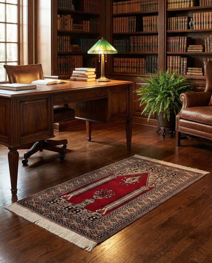 Detail image of 2' 7 x 4' 7 Hand Knotted Bokhara Oriental Wool Rug