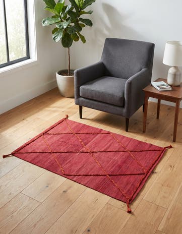 3' 4 x 4' 11 Hand Woven Kilim Modern Wool Rug