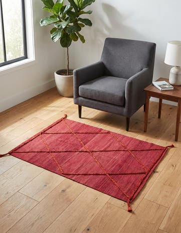 3' 4 x 4' 11 Hand Woven Kilim Modern Wool Rug