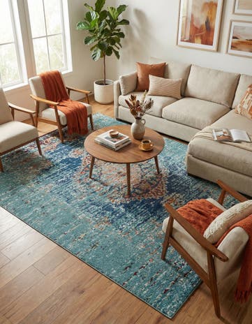Turquoise Washable Carnevale Rug
