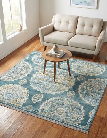 Gray and Blue Paragon Square Rug