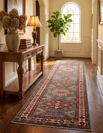 2' 5 x 10' 7 Hand Knotted Kazak Runner Rug