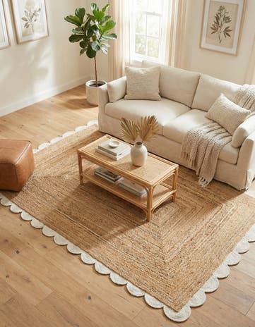 5' 1 x 8' Handmade Scallop Braided Jute Rug