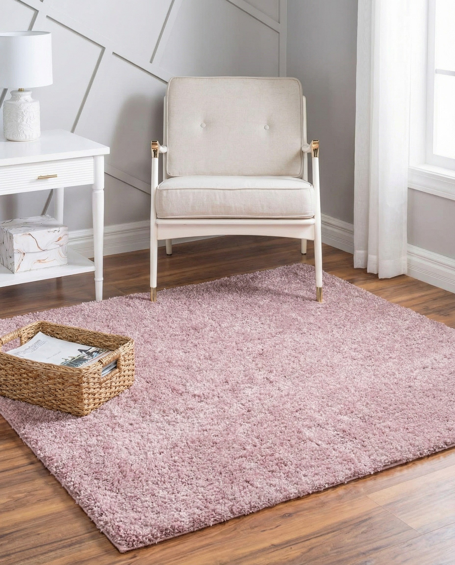 5' x 5' Soft Solid Shag Square Rug
