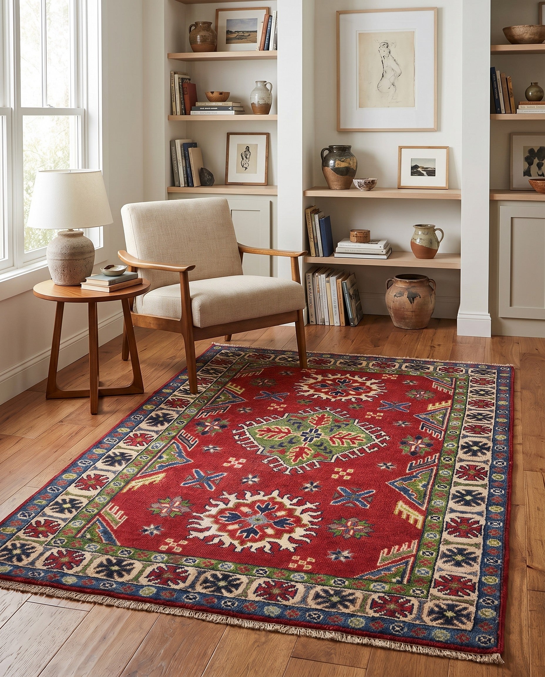 3' 2 x 4' 8 Hand Knotted Kazak Rug