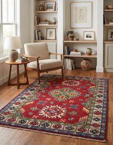 3' 2 x 4' 8 Hand Knotted Kazak Rug